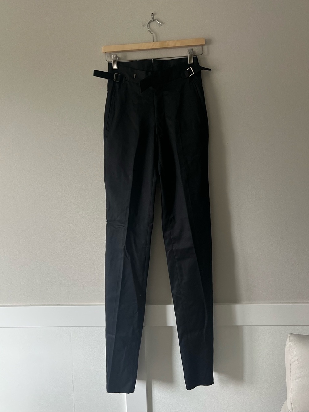 Tom Ford Black 100% Wool Side Buckle Tailored Trousers Pants Size 40